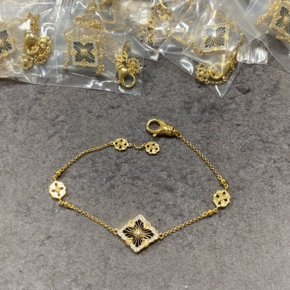 Opera Tulle 18K Gold Blue Enamel Flexible Bracelet