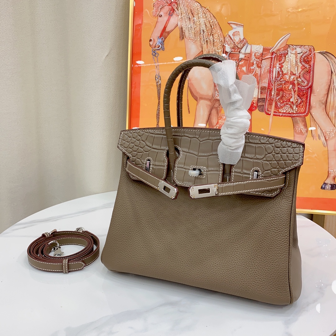 Herthtmes Togo Matte Alligator Birkin Touch 25/30 Gold