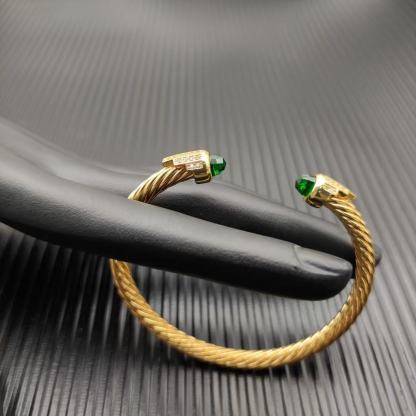 Cable Bracelet with Peridot & Diamond Accents  5mm