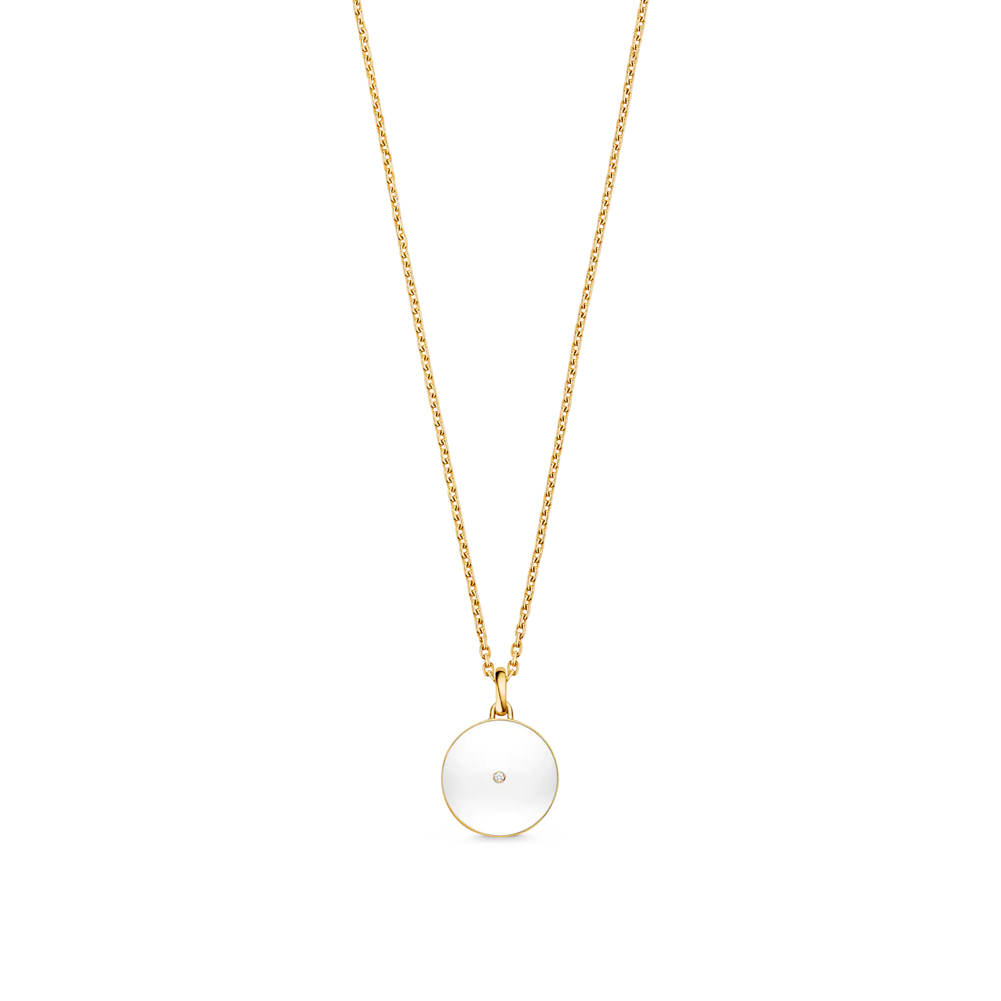B Blossom Medallion, Yellow Gold, White Gold, White Agate And Diamonds