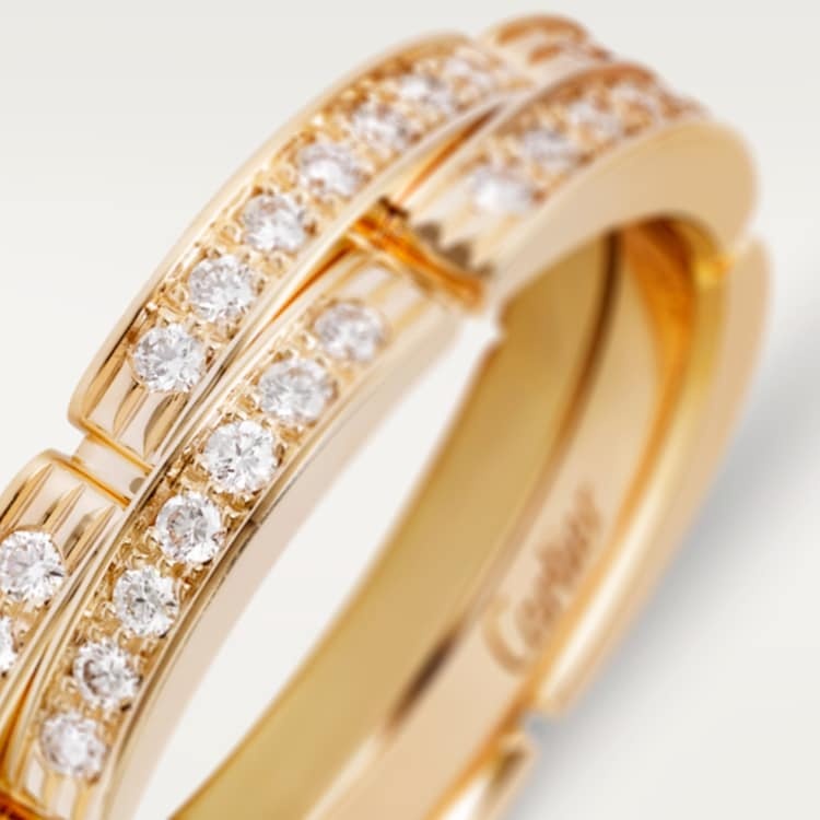 MAILLON PANTHÈRE WEDDING BAND, 2 HALF DIAMOND-PAVED ROWS