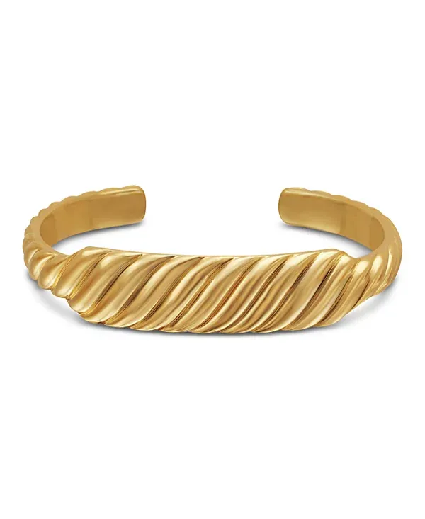 Sculpted Cable Contour Bracelet Sterling Gold, 12.9mm