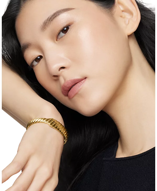 Sculpted Cable Contour Bracelet Sterling Gold, 12.9mm