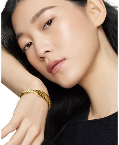 Sculpted Cable Contour Bracelet Sterling Gold, 12.9mm