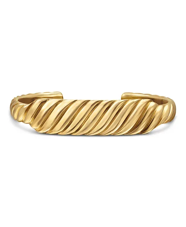 Sculpted Cable Contour Bracelet Sterling Gold, 12.9mm