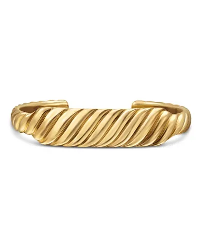 Sculpted Cable Contour Bracelet Sterling Gold, 12.9mm