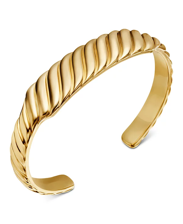 Sculpted Cable Contour Bracelet Sterling Gold, 12.9mm