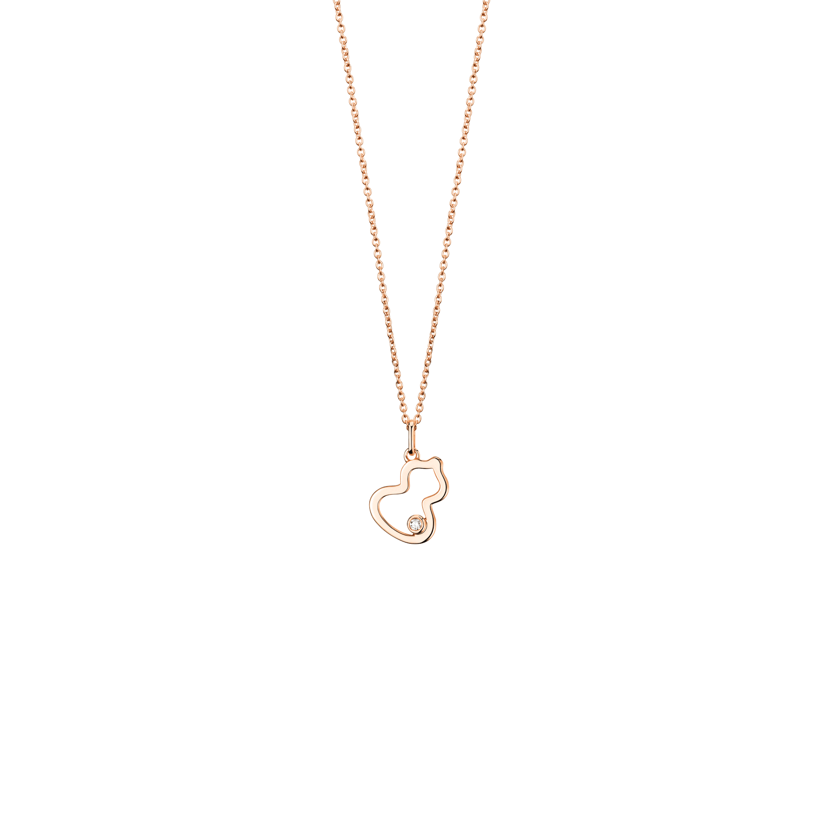 Petite Wulu necklace in 18K rose gold with a diamond