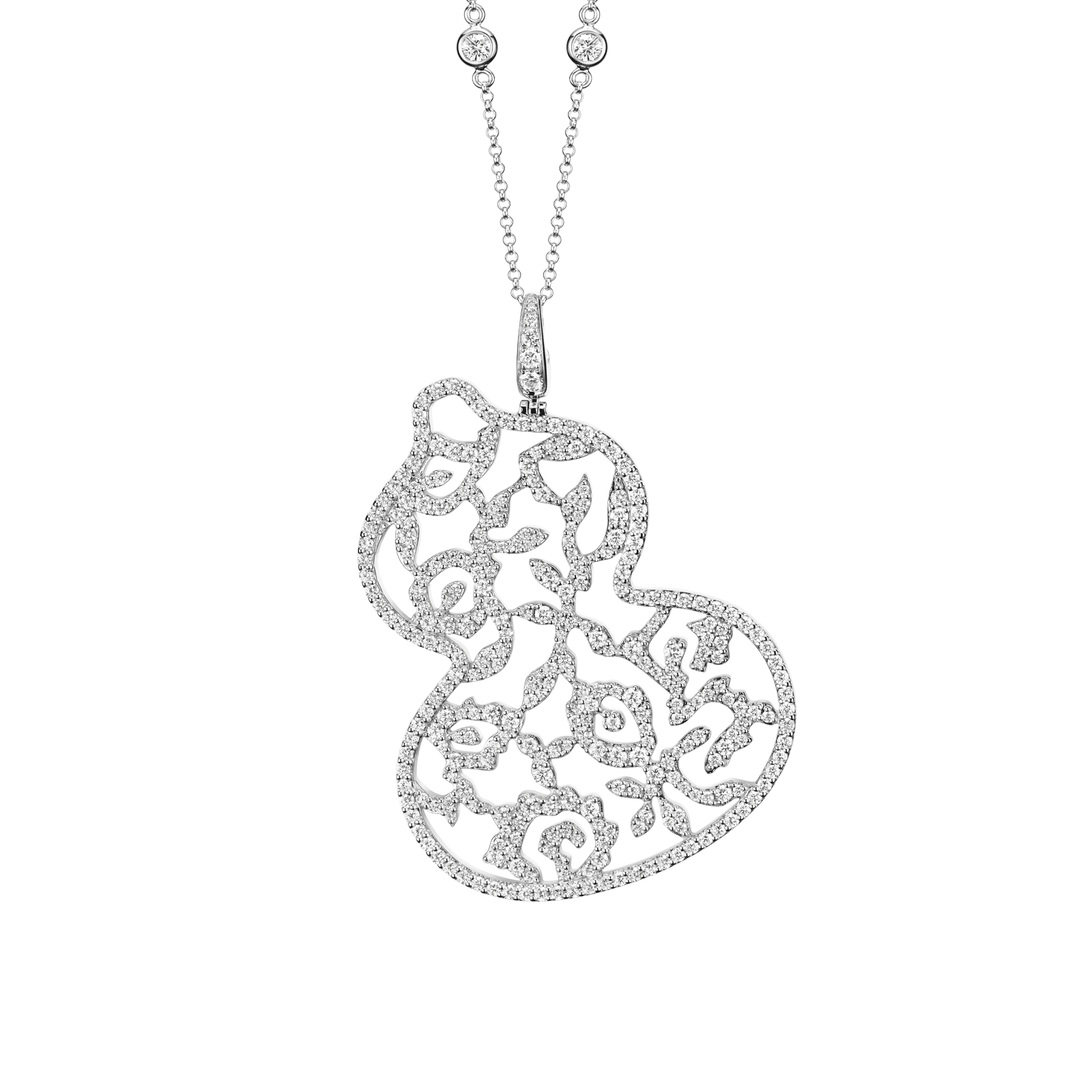 Wulu Lace necklace in 18K white gold with diamonds