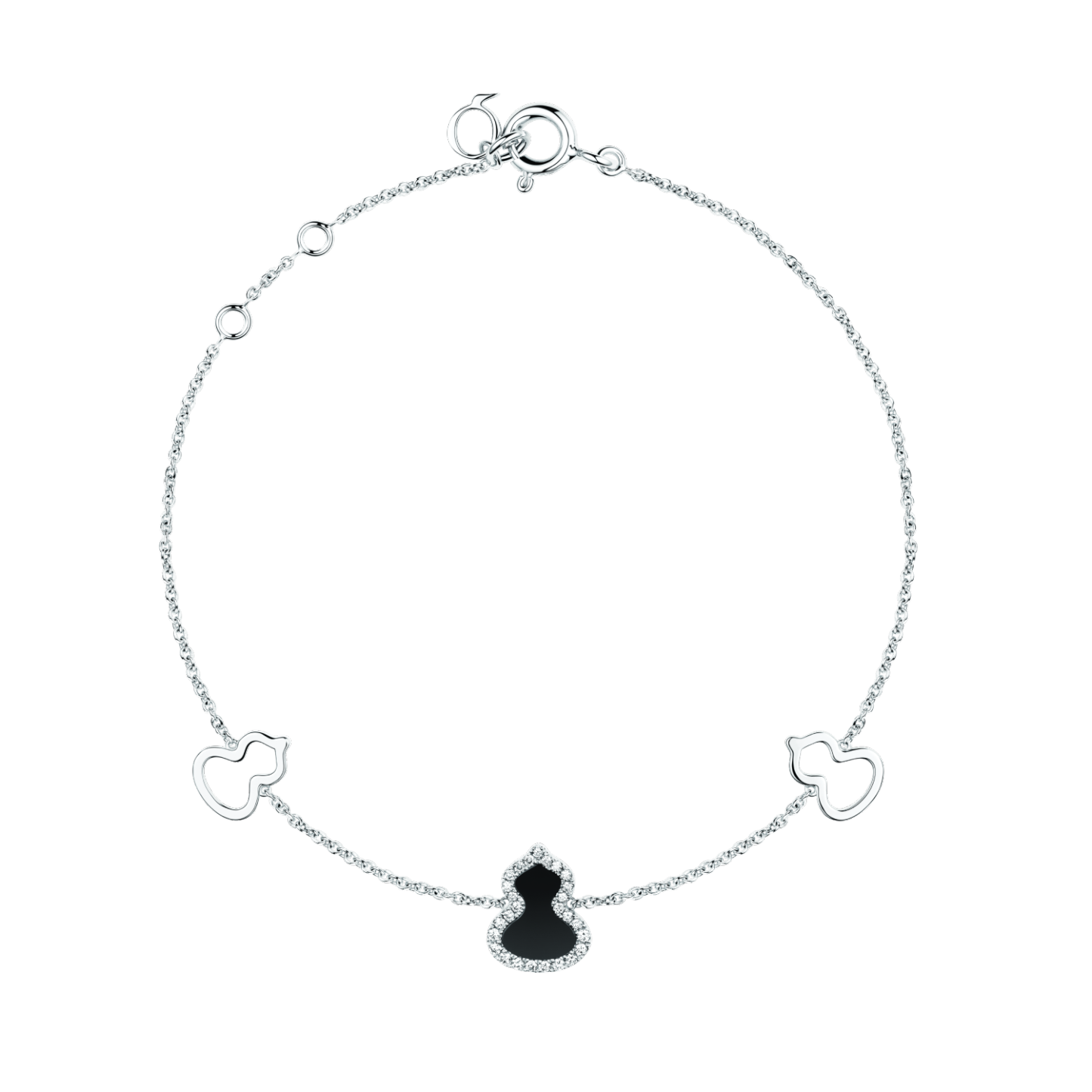 Petite Wulu bracelet in 18K white gold with diamonds and onyx
