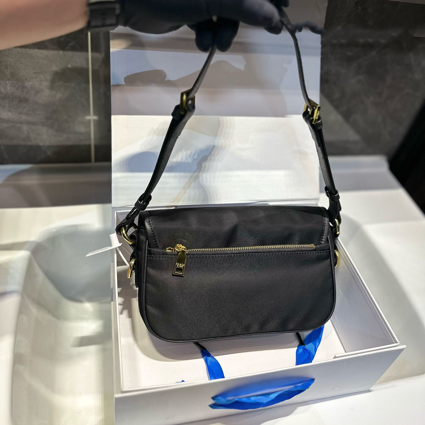 Saffiano Trimmed Tessuto Bandoliera Bag