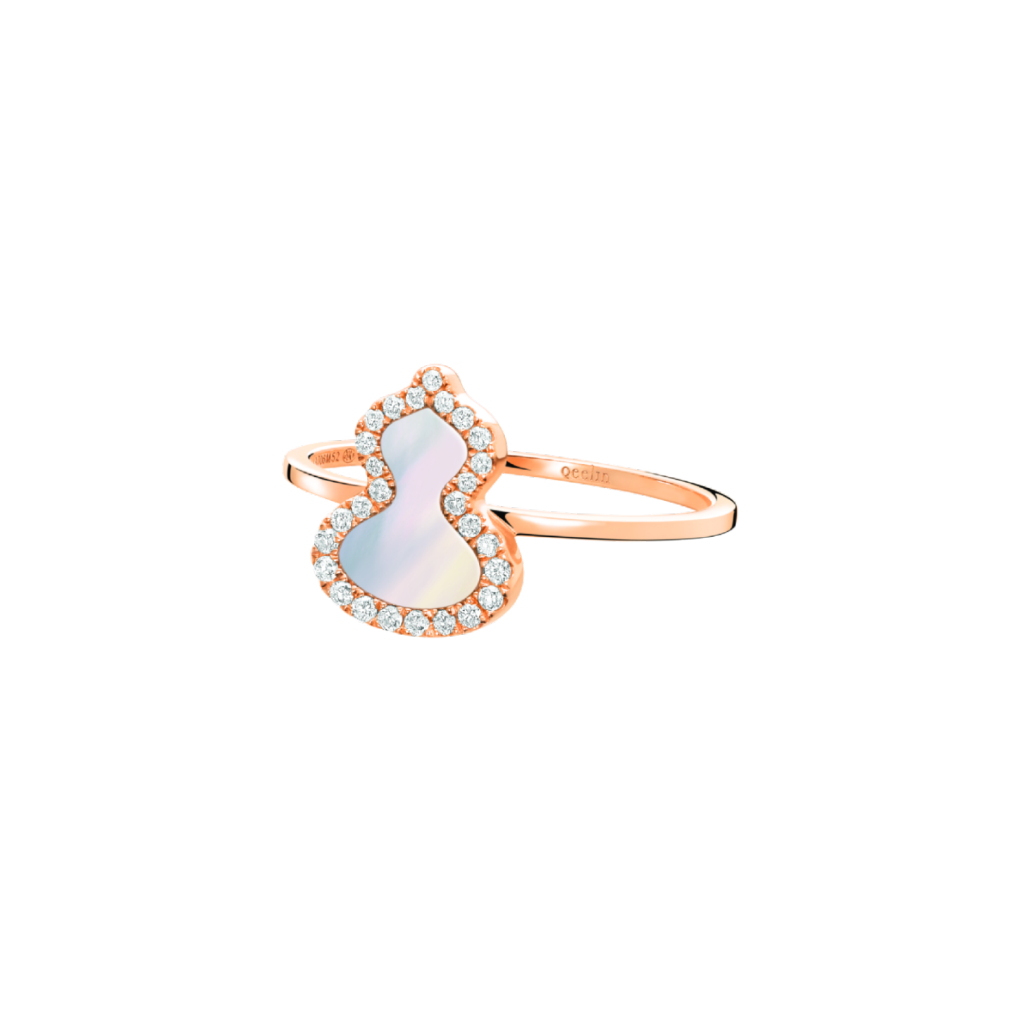 Petite Wulu ring in 18K rose gold with diamonds and mother of pearl