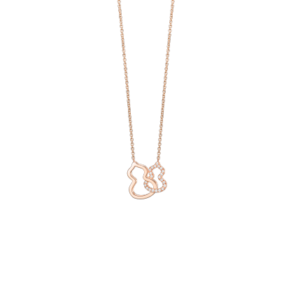 Petite Double Wulu necklace in 18K rose gold with diamonds