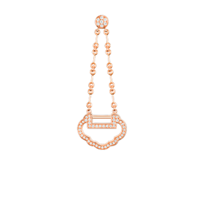 Small Yu Yi earring in 18K rose gold with diamonds