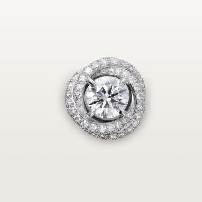 TRINITY RUBAN STUD EARRINGS, 2 BRILLIANT-CUT DIAMONDS, PAVED