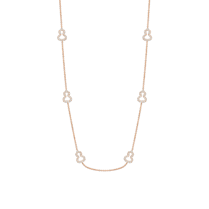 Wulu 22 inches sautoir necklace in 18K rose gold with diamonds