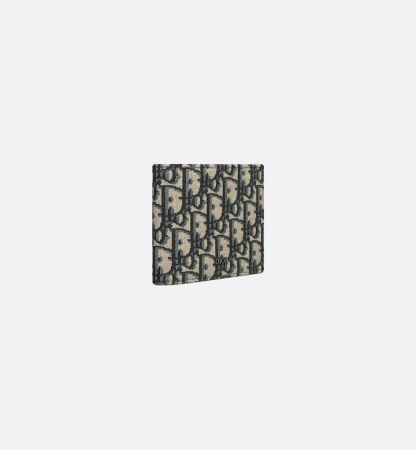 Compact Wallet Beige and Black Oblique Jacquard