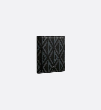 Vertical Bifold Wallet  Black CD Diamond Canvas