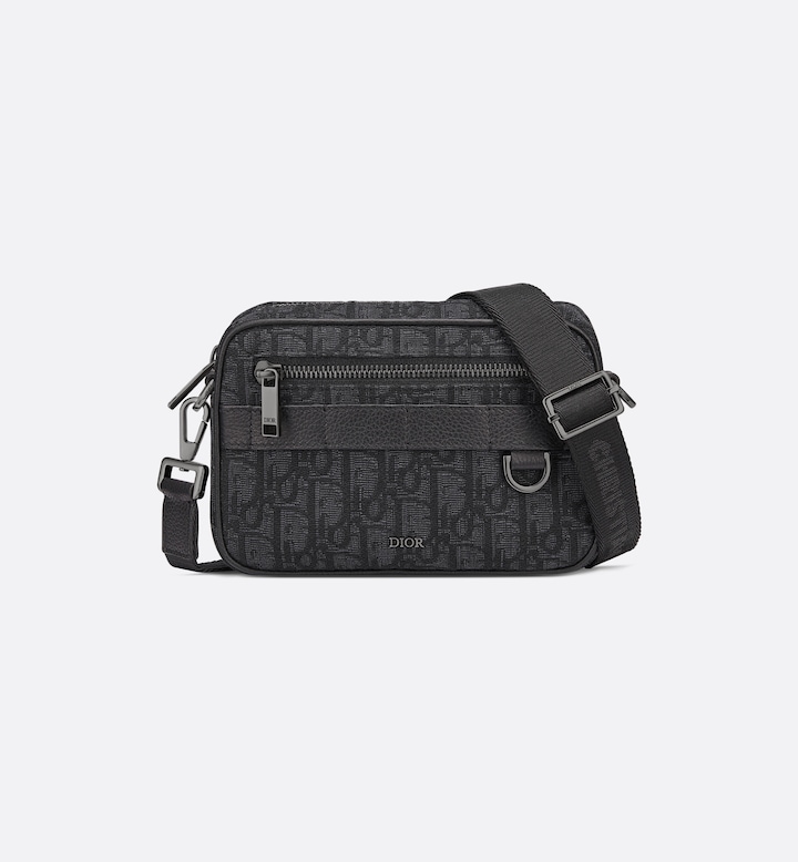 Mini Safari Bag with Strap Black Oblique Jacquard