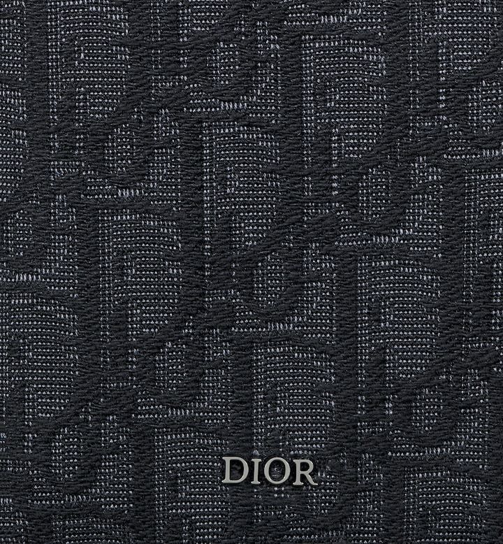 Vertical Long Zipped Wallet Black Oblique Jacquard