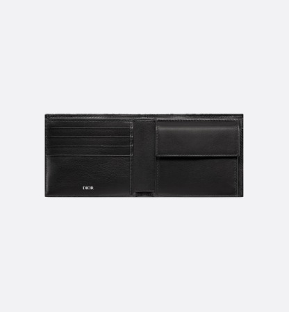 Compact Wallet Black Oblique Jacquard