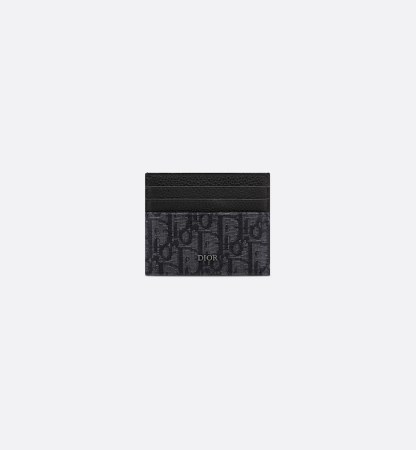 Card Holder Black Oblique Jacquard and Black Grained Calfskin