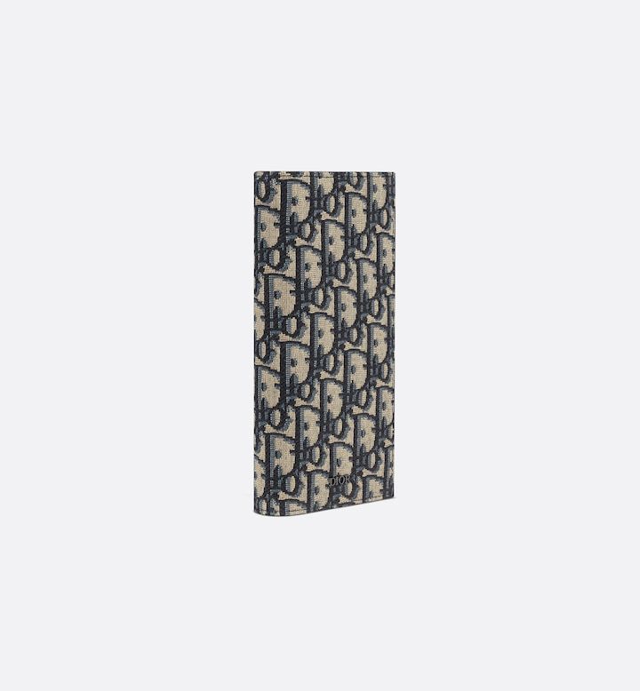 Vertical Long Wallet  Beige and Black Oblique Jacquard