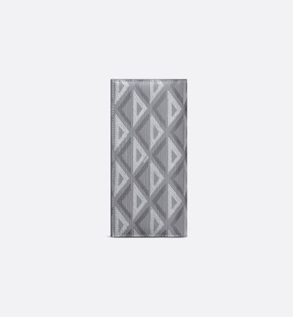 Vertical Bifold Wallet Gray CD Diamond Canvas