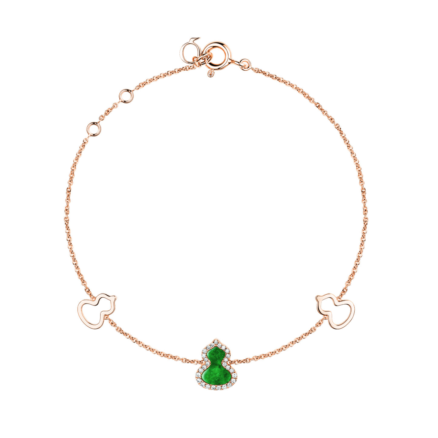 Petite Wulu bracelet in 18K rose gold with diamonds and jade