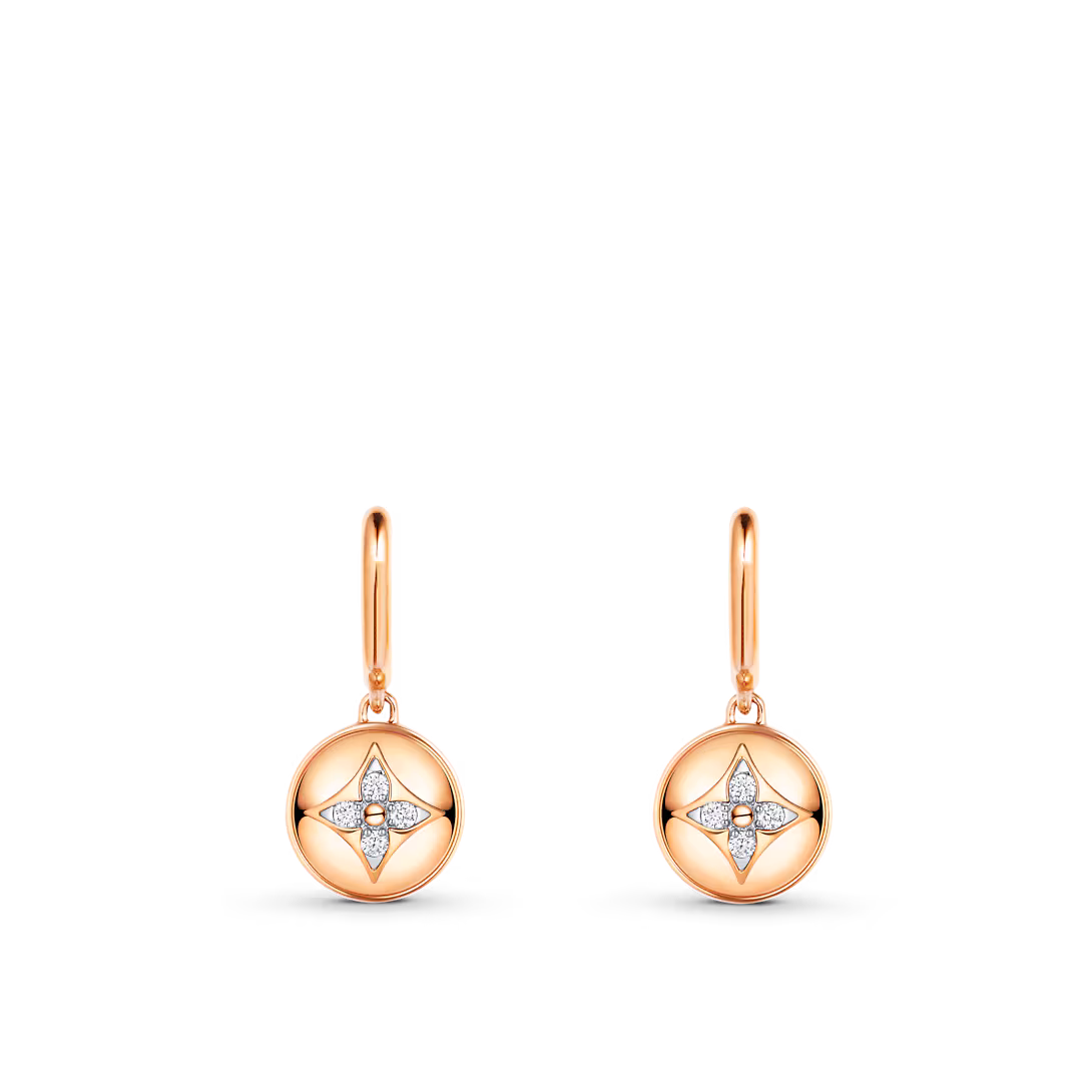 Color Blossom Earrings, Pink Gold, White Gold And Diamonds