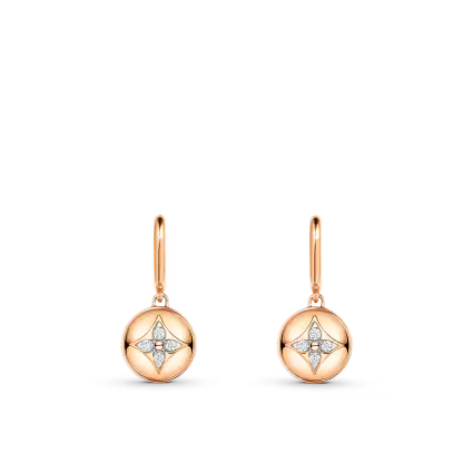 Color Blossom Earrings, Pink Gold, White Gold And Diamonds
