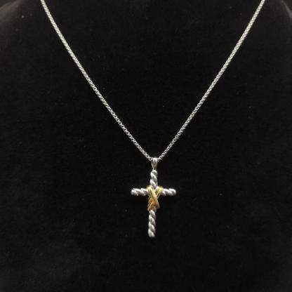 X Cross Pendant Sterling Silver with 18K Yellow Gold