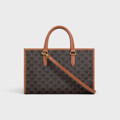 MINI HORIZONTAL CABAS IN TRIOMPHE CANVAS AND CALFSKIN