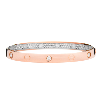 Carthttier 18K Pink White Gold Diamond Double LOVE Paved Bracelet