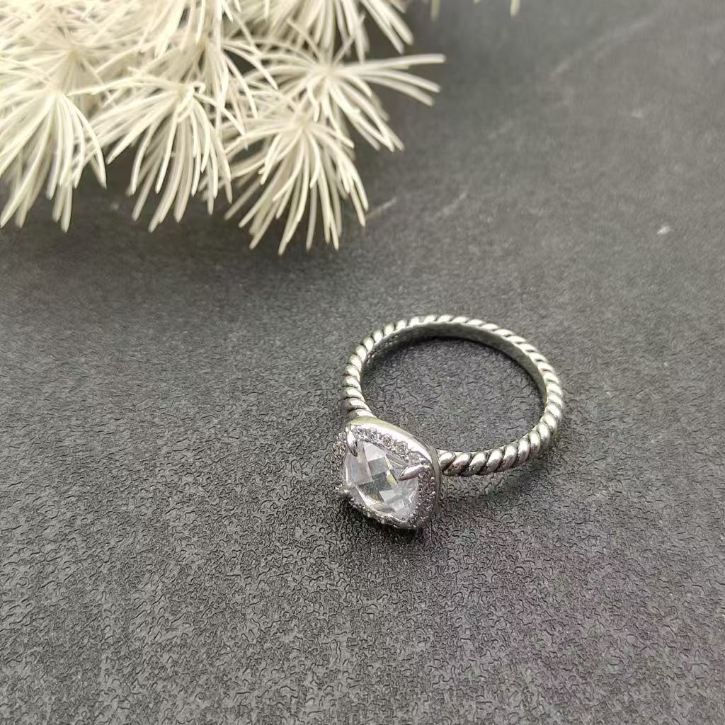 Petite Chatelaine® Pavé Bezel Ring Sterling Silver with White Topaz and Diamonds