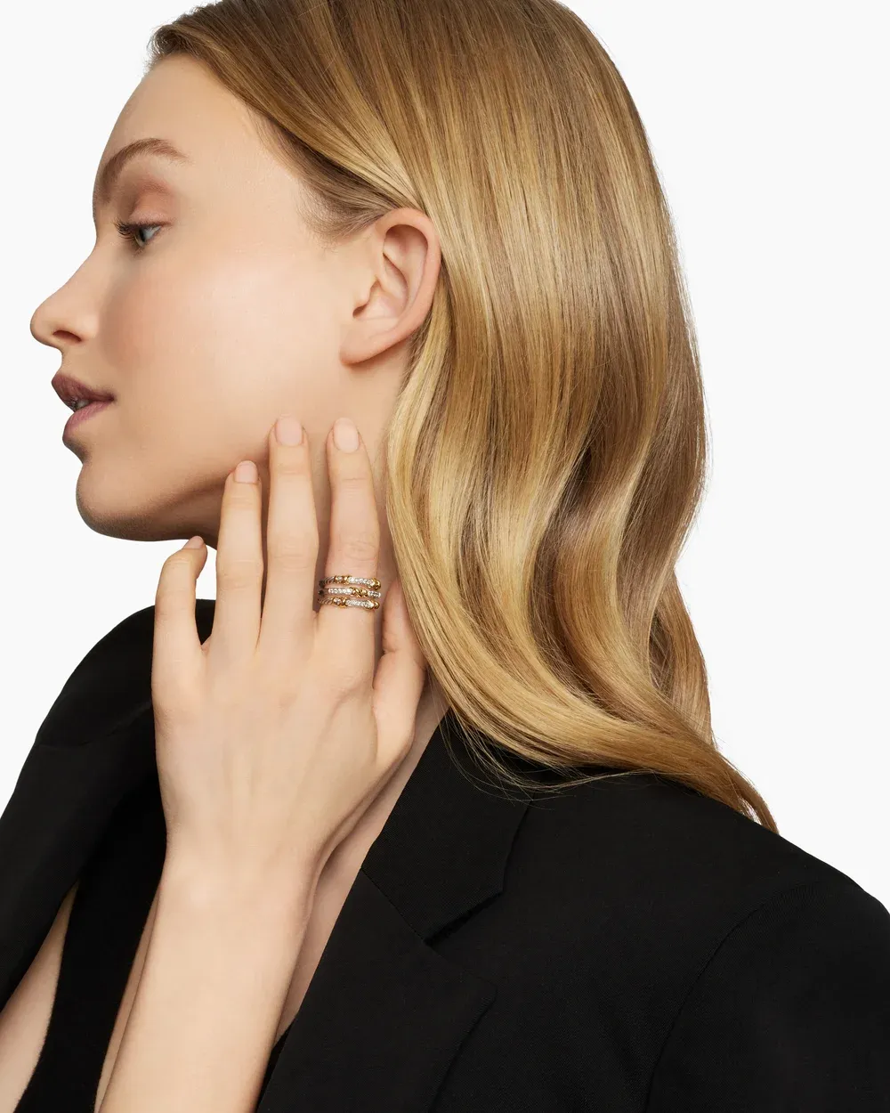 Petite Helena Wrap Three Row Ring Sterling Silver with 18K Yellow Gold and Diamonds