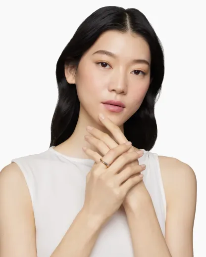 Crossover Band Ring Sterling Silver with 18K Yellow Gold