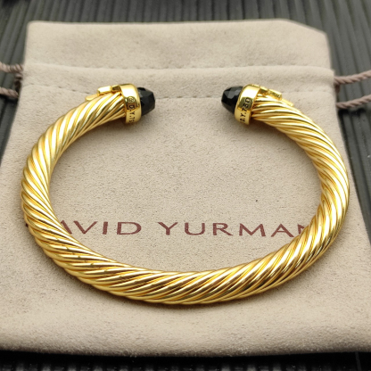 7mm Cable Bracelet with Black  & Diamond Accents