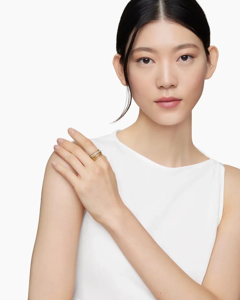 Crossover Ring 18K Yellow Gold with Diamonds