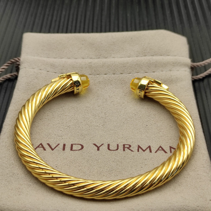 7mm Cable Bracelet with Yellow & Diamond Accents