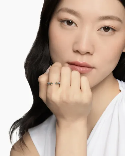 Petite Cable Ring Sterling Silver with 14K Yellow Gold