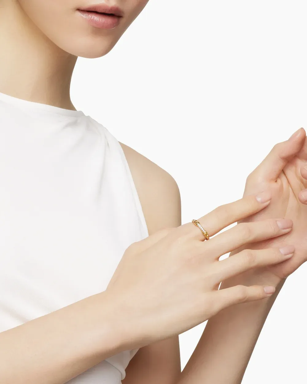 Petite Helena Wrap Band Ring 18K Yellow Gold with Diamonds