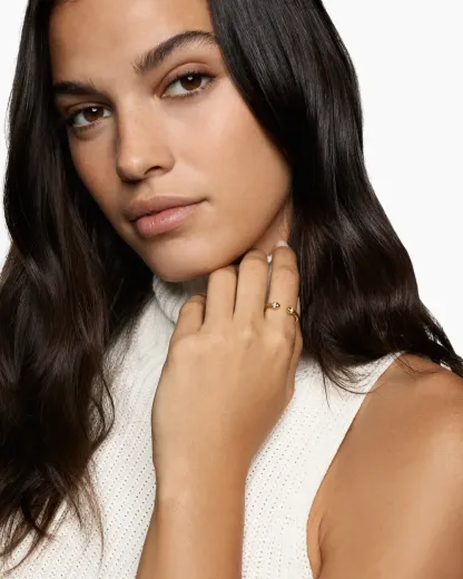 Cable Band Open Ring 18K Yellow Gold with Diamonds