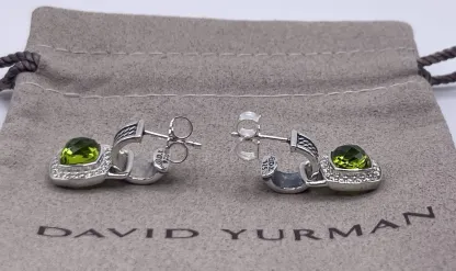 Albion® Drop Earrings Sterling Silver with Green Onyx and Diamonds