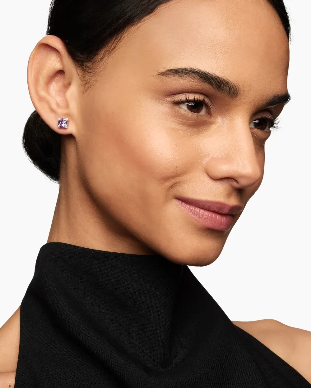Petite Chatelaine® Stud Earrings Sterling Silver with Amethyst and Diamonds