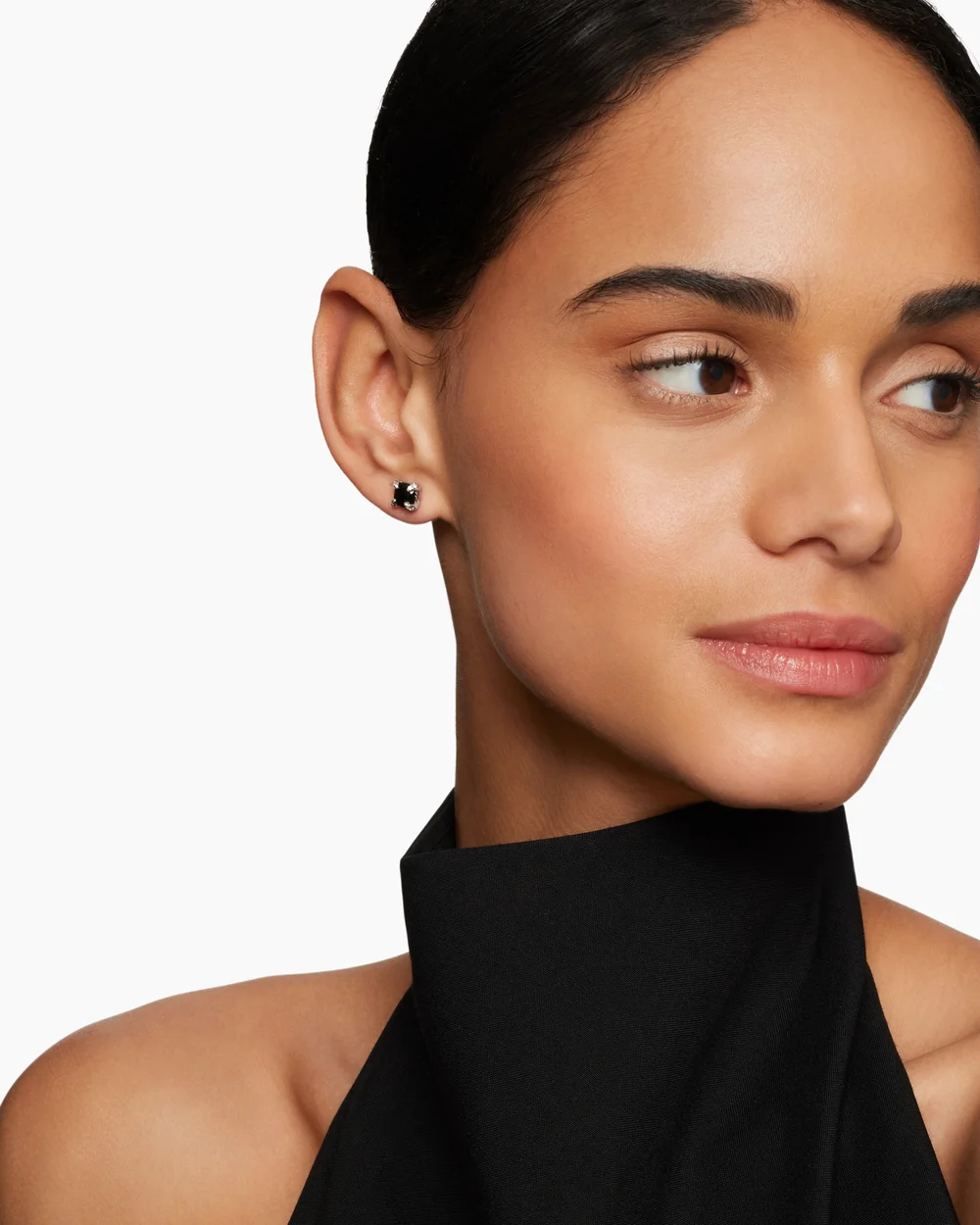 Petite Chatelaine® Stud Earrings Sterling Silver with Black Onyx and Diamonds