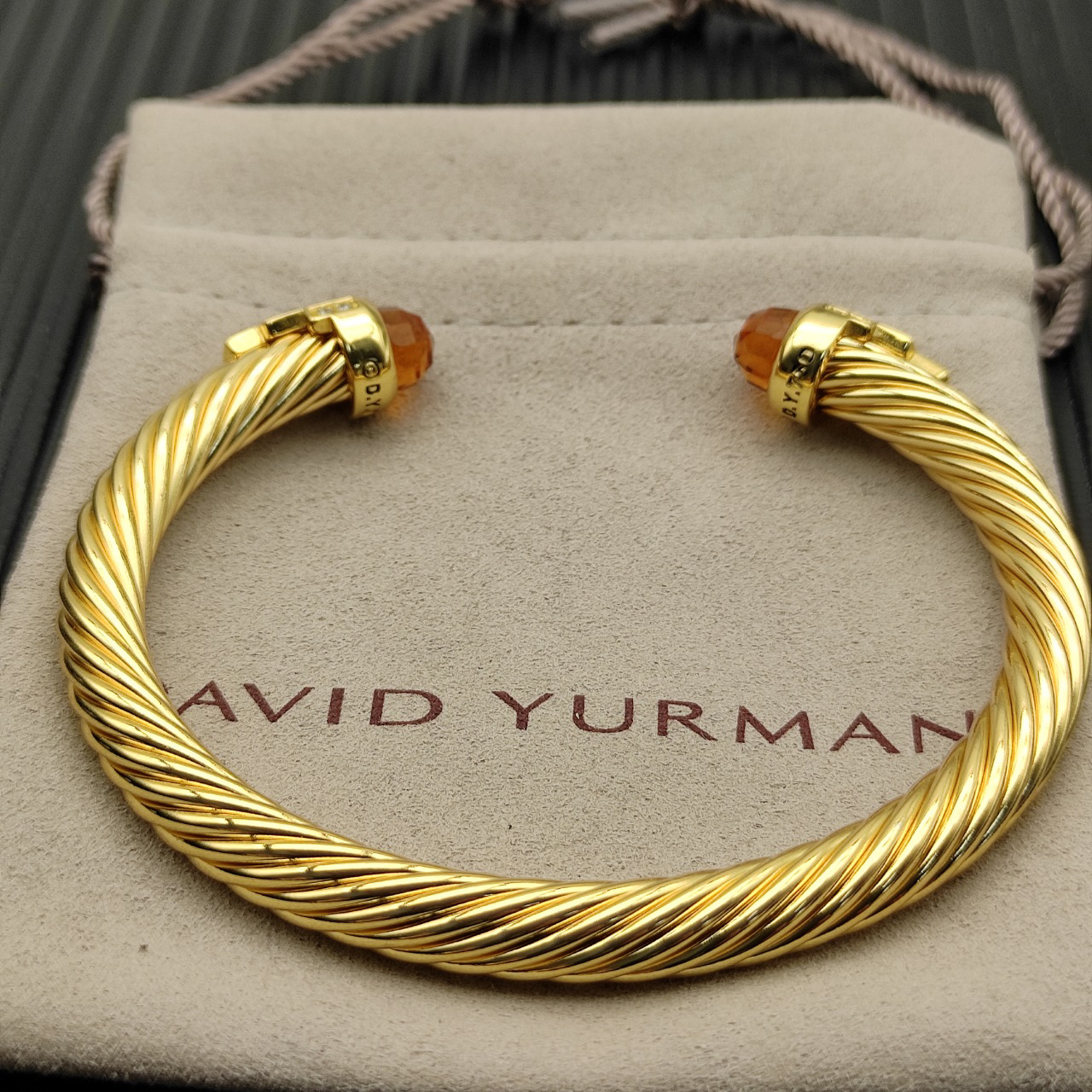 7mm Cable Bracelet with Champagne & Diamond Accents