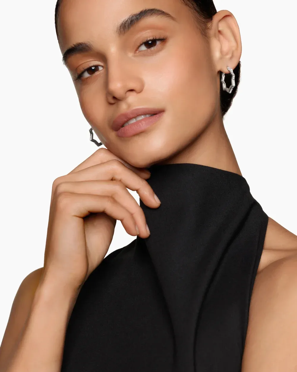 Zig Zag Stax™ Hoop Earrings Sterling Silver with Diamonds