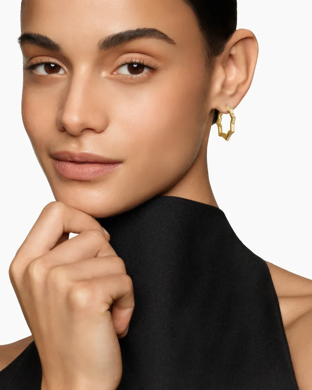 Zig Zag Stax™ Hoop Earrings 18K Yellow Gold with Diamonds