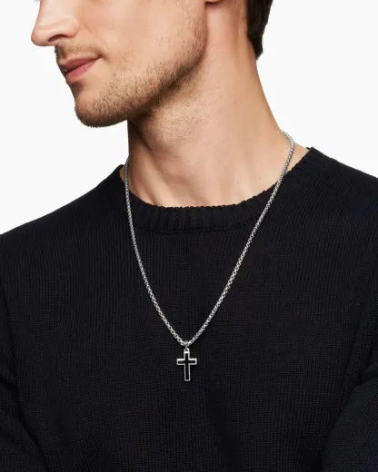 Exotic Stone Cross Sterling Silver with Black Onyx
